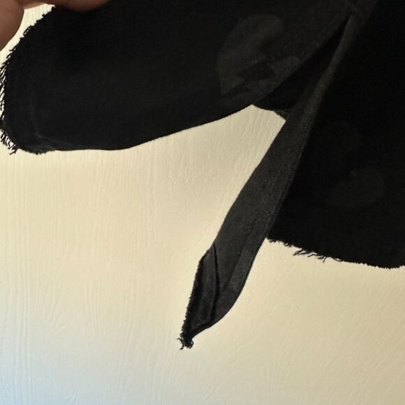 Peacebird Black Denim Skirt Asymmetrical Hem Broken Heart Print Y2K Grunge Small - Picture 4 of 8